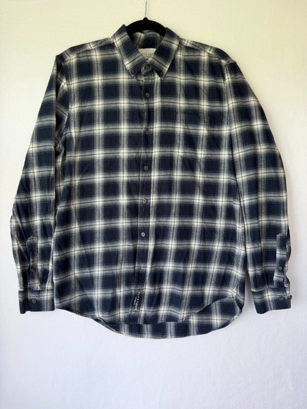 Five Four Navy Flannel Button Up Shirt Men’s Medium 100% Cotton Long Sleeve